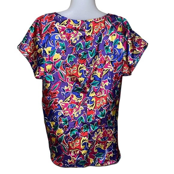 Vintage Lauren Lee Vibrant Print Blouse~Top~L - Picture 5 of 7
